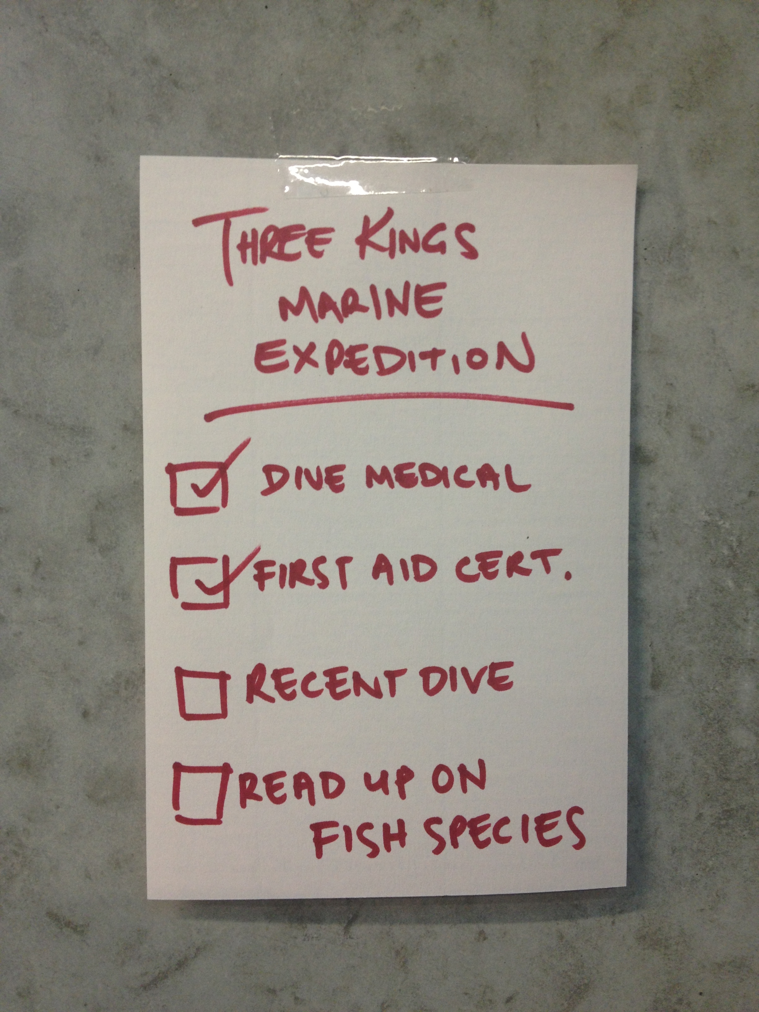 To do list for Three Kings