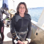 NIWA phycologist Roberta D’Archino getting ready for her first dive of the expedition – a dive that turned up a new record for the Cavalli Islands and previously undescribed species © Auckland Museum